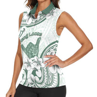 Aloha Hawaii Shaka Women Sleeveless Polo Shirt Hang Loose Mint Version - Polynesian Pride