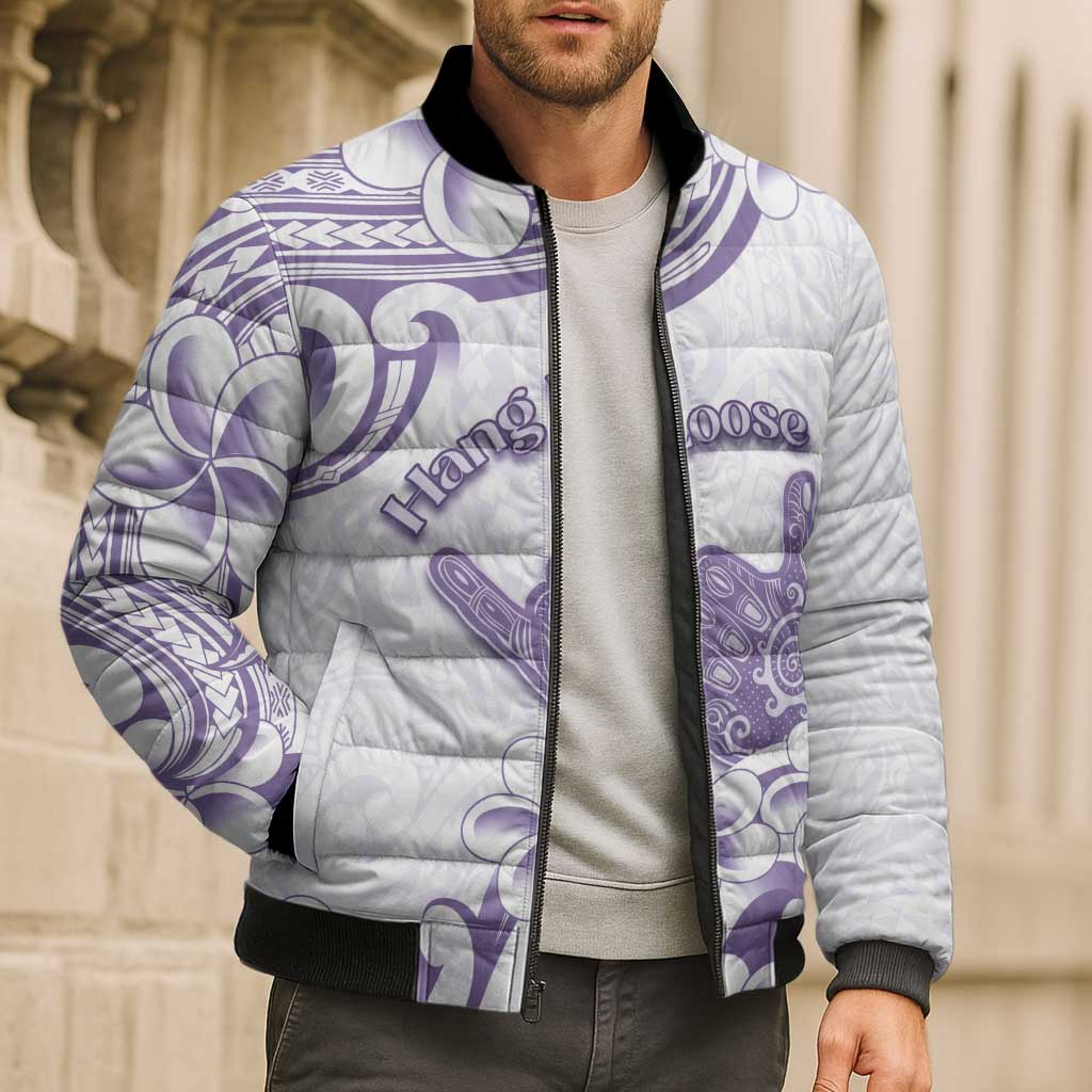 Aloha Hawaii Shaka Bomber Puffer Jacket Hang Loose Purple Version - Polynesian Pride