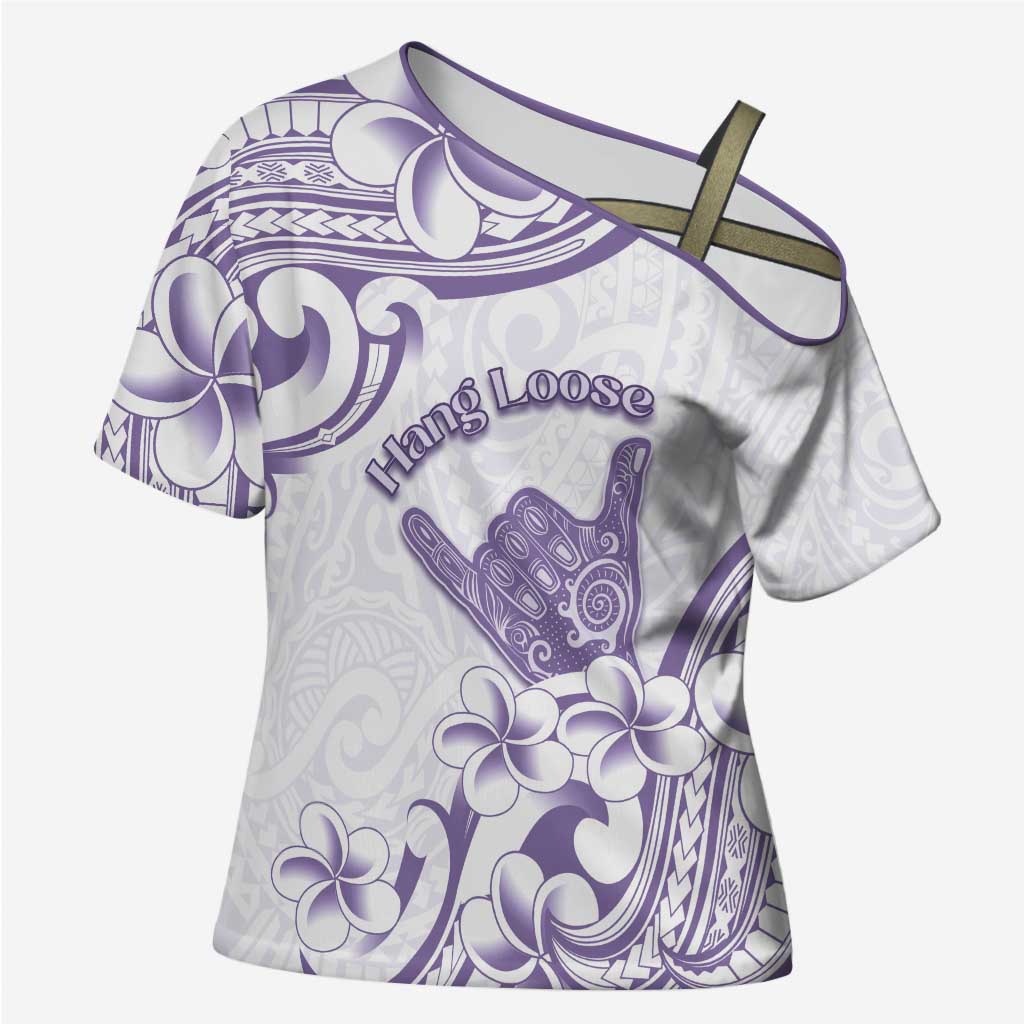 Aloha Hawaii Shaka Cross Shoulder Shirt Hang Loose Purple Version DT05 Female Purple - Polynesian Pride