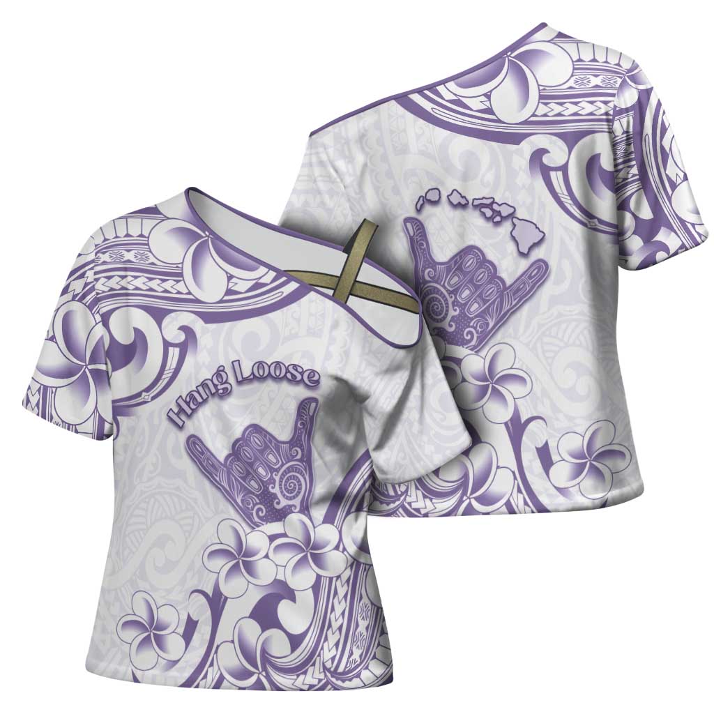 Aloha Hawaii Shaka Cross Shoulder Shirt Hang Loose Purple Version - Polynesian Pride