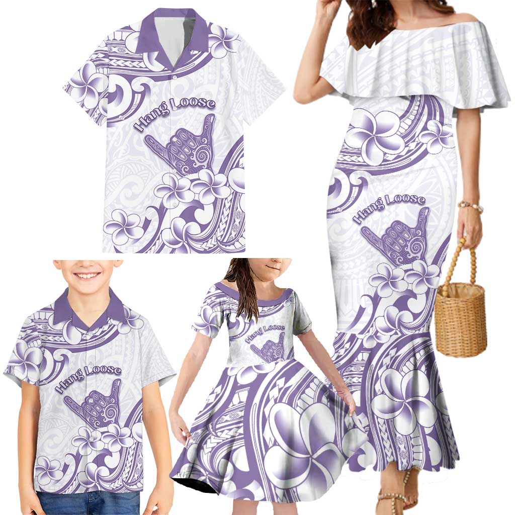 Aloha Hawaii Shaka Family Matching Mermaid Dress and Hawaiian Shirt Hang Loose Purple Version - Polynesian Pride
