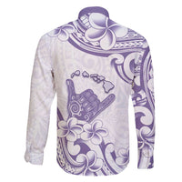 Aloha Hawaii Shaka Family Matching Off Shoulder Short Dress and Hawaiian Shirt Hang Loose Purple Version - Polynesian Pride