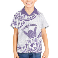 Aloha Hawaii Shaka Family Matching Off Shoulder Short Dress and Hawaiian Shirt Hang Loose Purple Version - Polynesian Pride