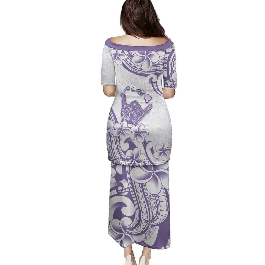 Aloha Hawaii Shaka Family Matching Puletasi and Hawaiian Shirt Hang Loose Purple Version - Polynesian Pride