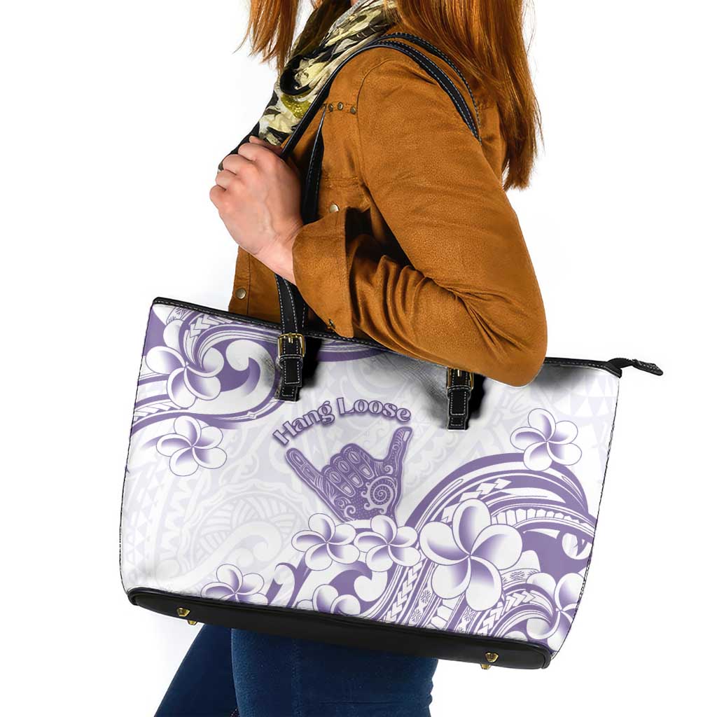 Aloha Hawaii Shaka Leather Tote Bag Hang Loose Purple Version DT05 Purple - Polynesian Pride