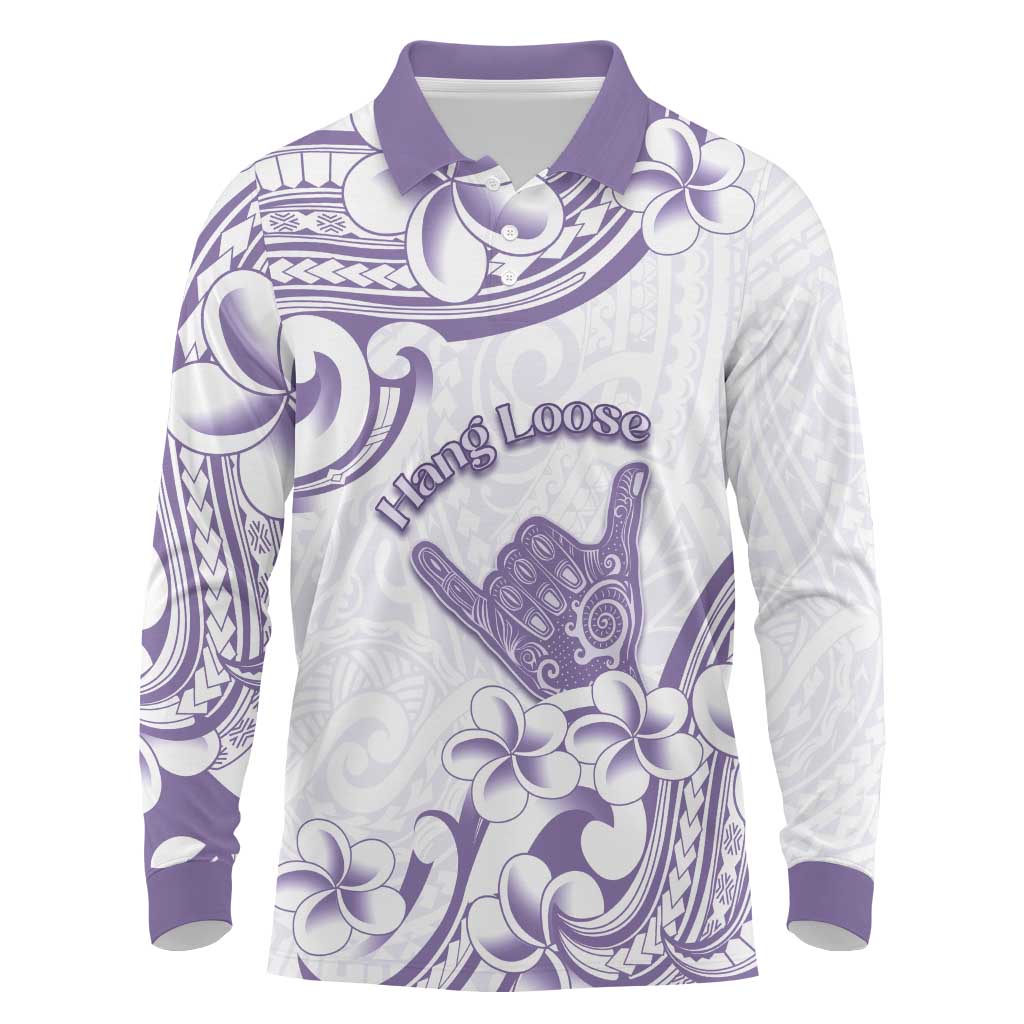 Aloha Hawaii Shaka Long Sleeve Polo Shirt Hang Loose Purple Version - Polynesian Pride