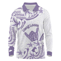 Aloha Hawaii Shaka Long Sleeve Polo Shirt Hang Loose Purple Version - Polynesian Pride