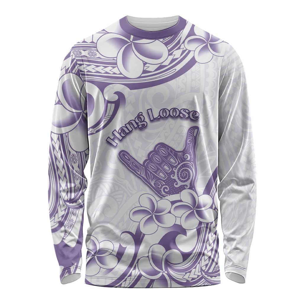Aloha Hawaii Shaka Long Sleeve Shirt Hang Loose Purple Version DT05 Unisex Purple - Polynesian Pride