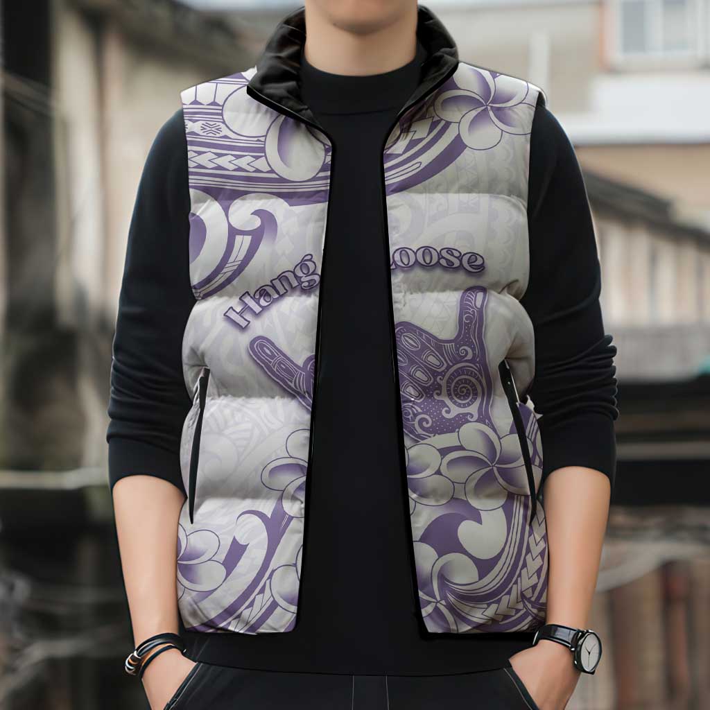 Aloha Hawaii Shaka Sleeveless Puffer Jacket Hang Loose Purple Version - Polynesian Pride