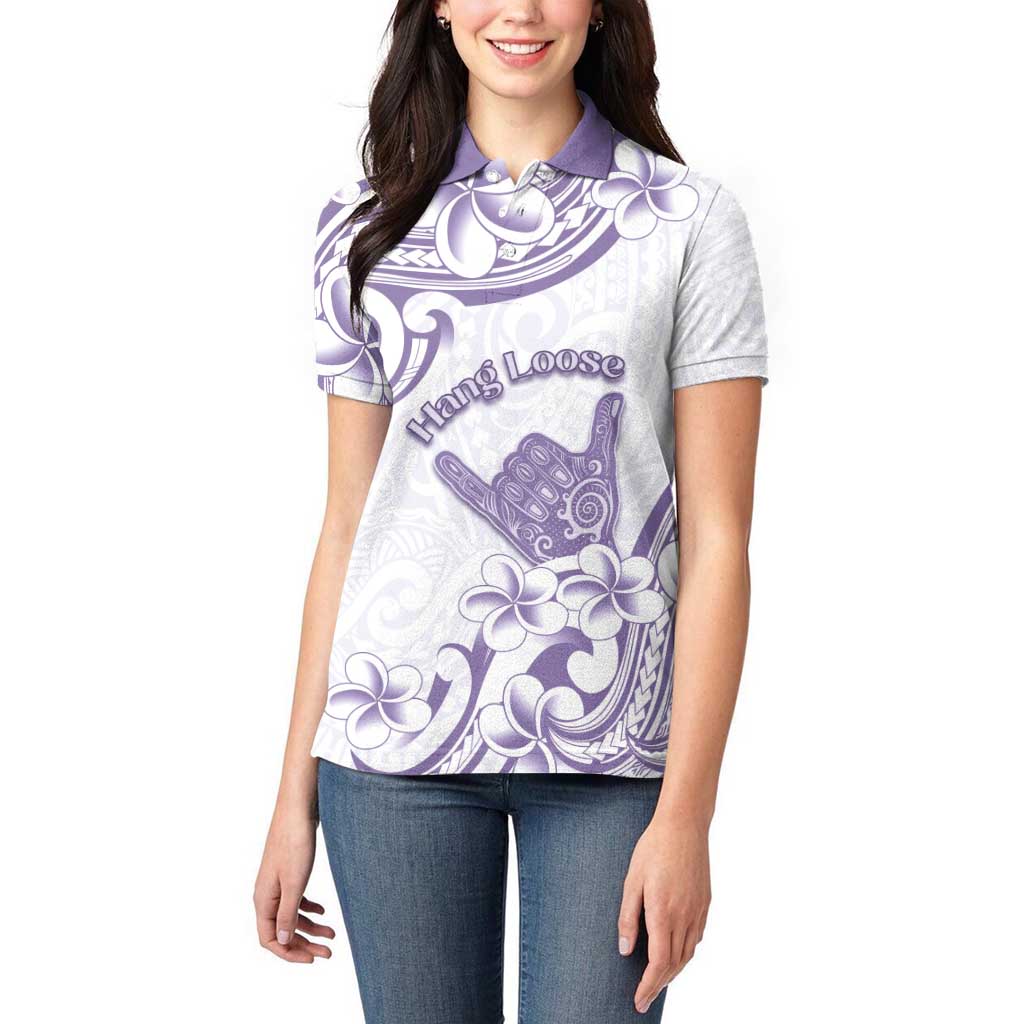 Aloha Hawaii Shaka Women Polo Shirt Hang Loose Purple Version - Polynesian Pride