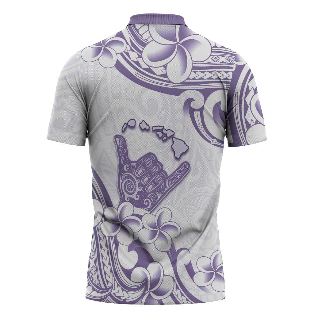 Aloha Hawaii Shaka Zipper Polo Shirt Hang Loose Purple Version - Polynesian Pride
