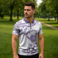 Aloha Hawaii Shaka Zipper Polo Shirt Hang Loose Purple Version - Polynesian Pride