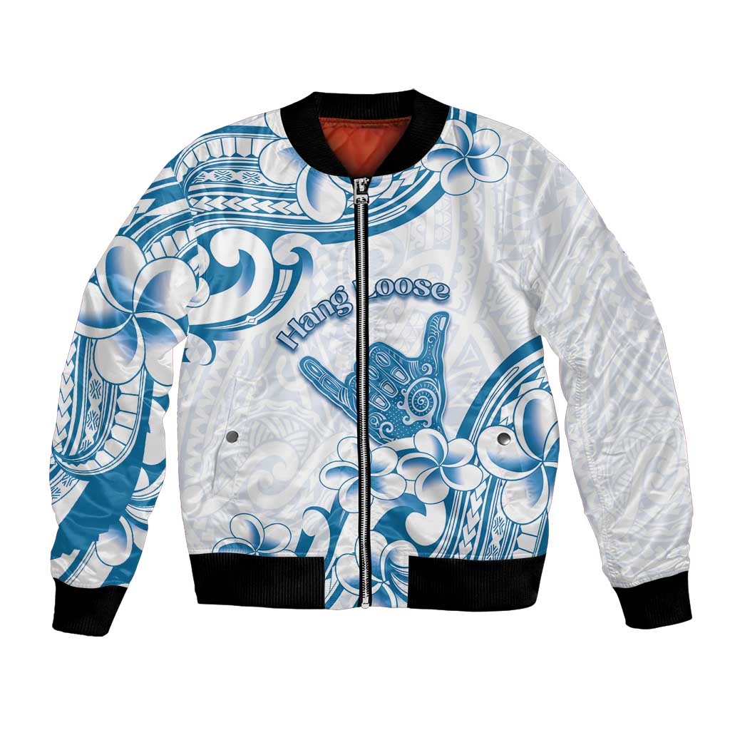 Aloha Hawaii Shaka Bomber Jacket Hang Loose Blue Version DT05 Unisex Blue - Polynesian Pride