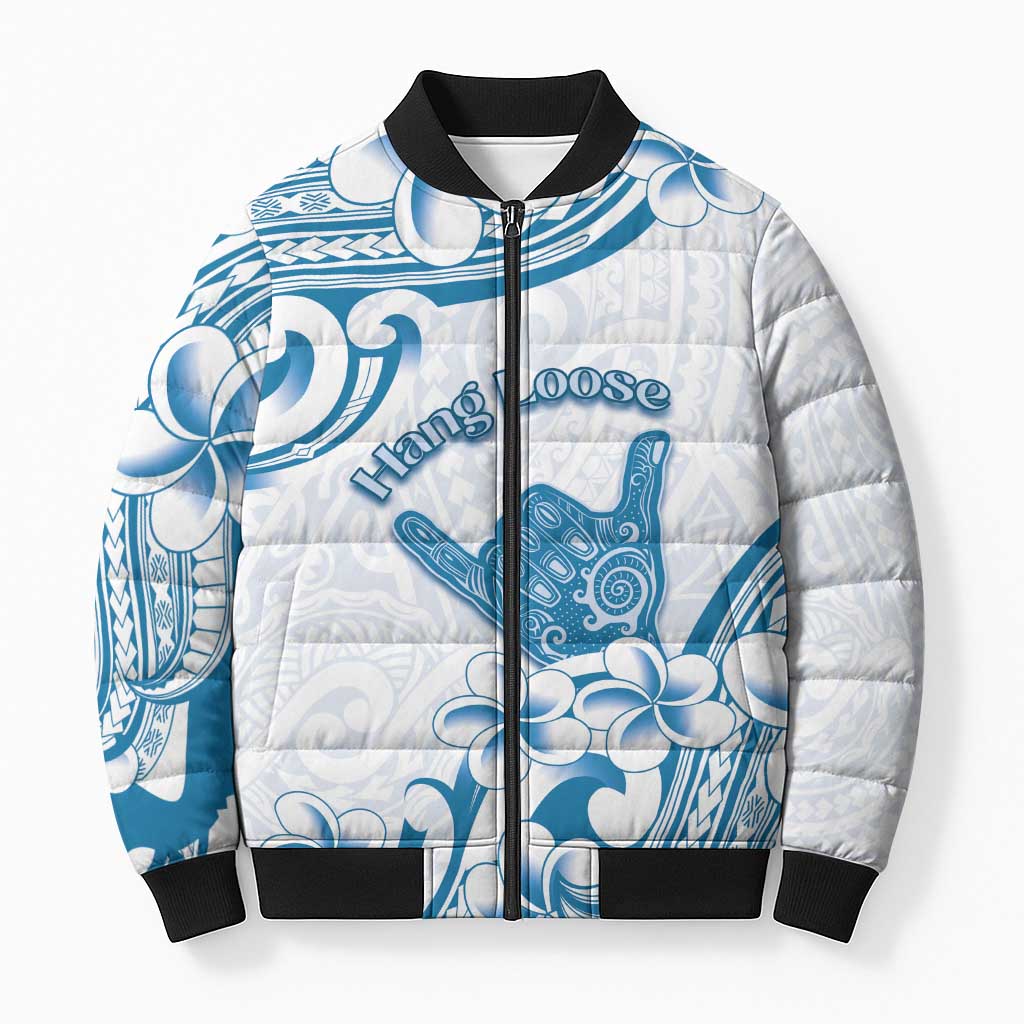 Aloha Hawaii Shaka Bomber Puffer Jacket Hang Loose Blue Version DT05 Unisex Blue - Polynesian Pride