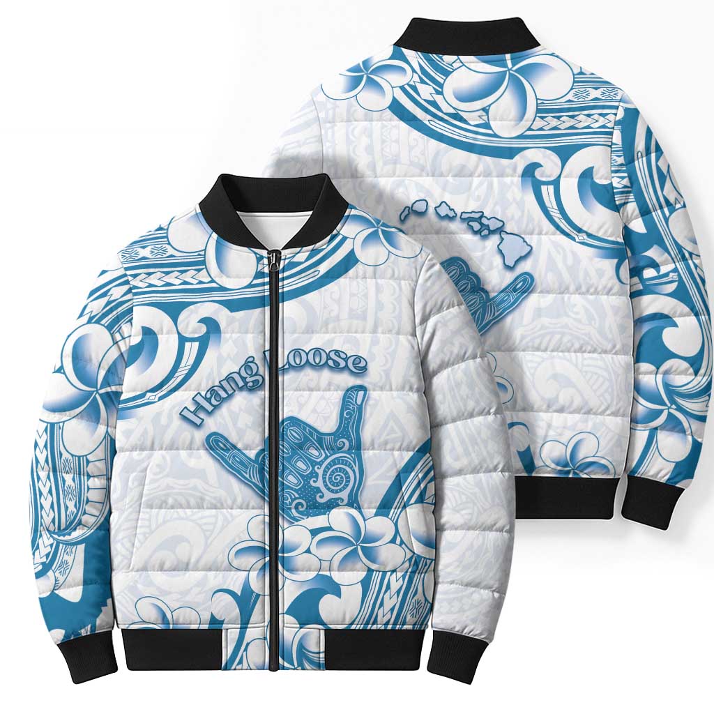 Aloha Hawaii Shaka Bomber Puffer Jacket Hang Loose Blue Version - Polynesian Pride