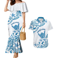 Aloha Hawaii Shaka Couples Matching Mermaid Dress and Hawaiian Shirt Hang Loose Blue Version - Polynesian Pride
