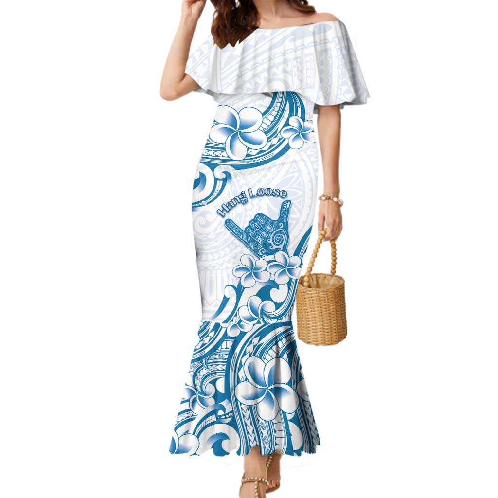 Aloha Hawaii Shaka Family Matching Mermaid Dress and Hawaiian Shirt Hang Loose Blue Version - Polynesian Pride