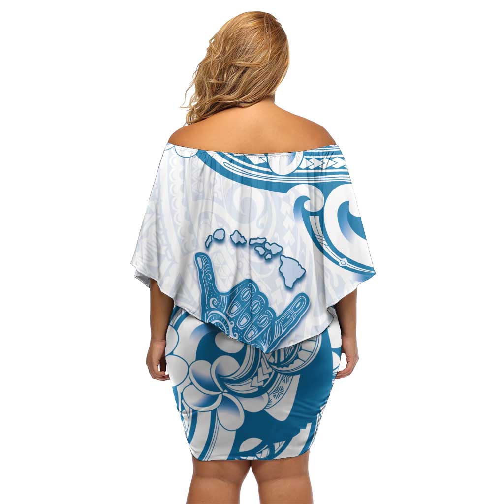 Aloha Hawaii Shaka Family Matching Off Shoulder Short Dress and Hawaiian Shirt Hang Loose Blue Version - Polynesian Pride