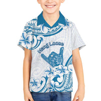 Aloha Hawaii Shaka Family Matching Puletasi and Hawaiian Shirt Hang Loose Blue Version - Polynesian Pride