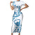 Aloha Hawaii Shaka Family Matching Short Sleeve Bodycon Dress and Hawaiian Shirt Hang Loose Blue Version - Polynesian Pride