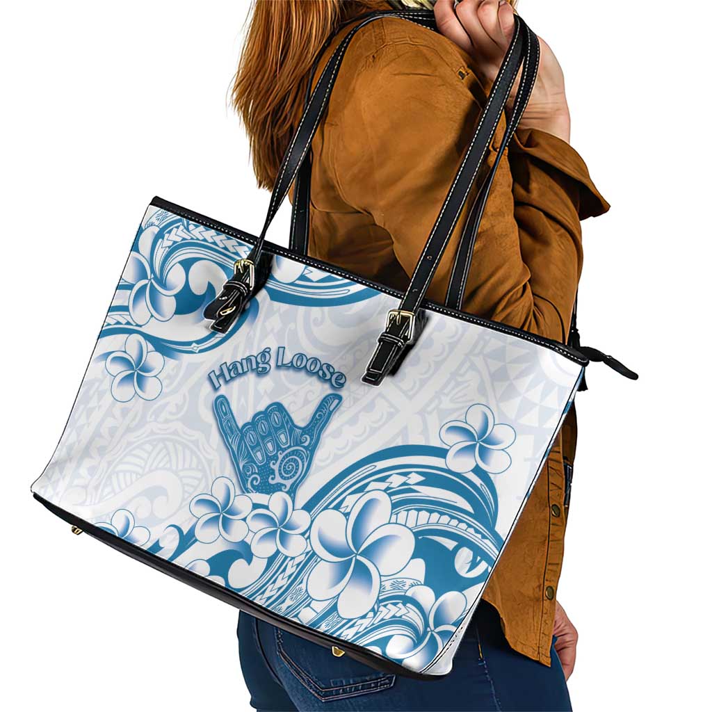 Aloha Hawaii Shaka Leather Tote Bag Hang Loose Blue Version - Polynesian Pride