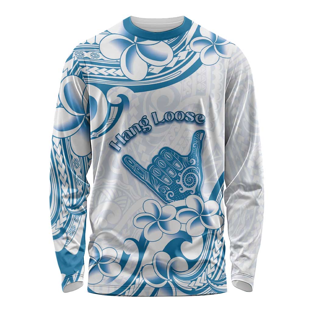 Aloha Hawaii Shaka Long Sleeve Shirt Hang Loose Blue Version DT05 Unisex Blue - Polynesian Pride