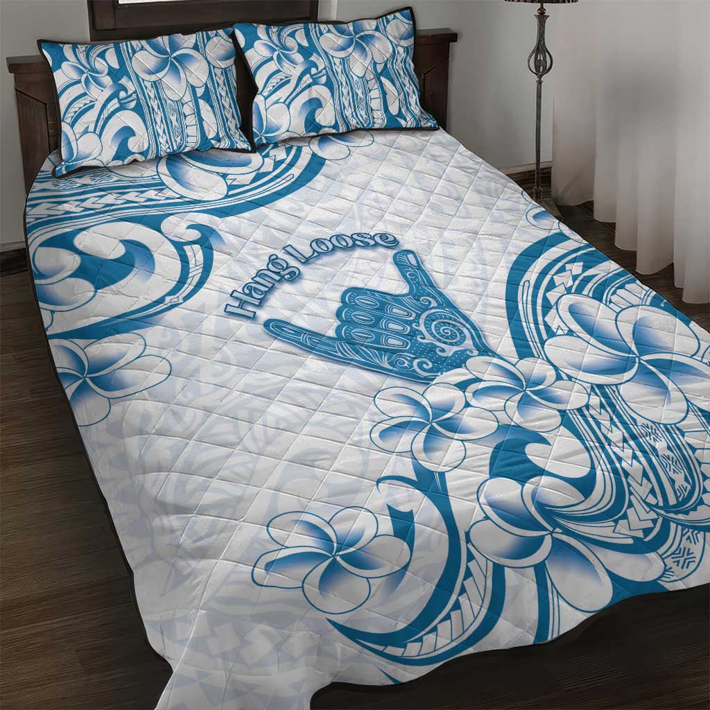 Aloha Hawaii Shaka Quilt Bed Set Hang Loose Blue Version - Polynesian Pride