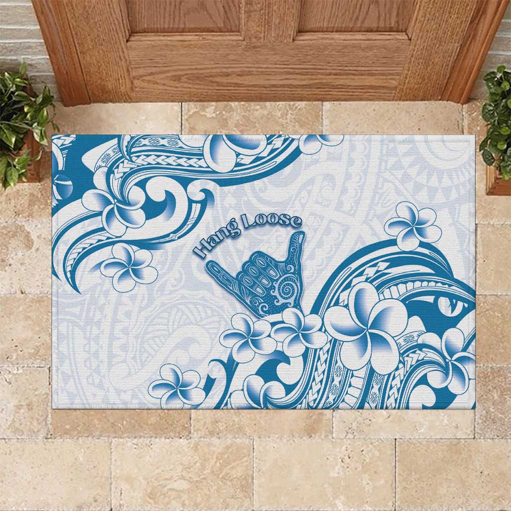 Aloha Hawaii Shaka Rubber Doormat Hang Loose Blue Version DT05 Blue - Polynesian Pride
