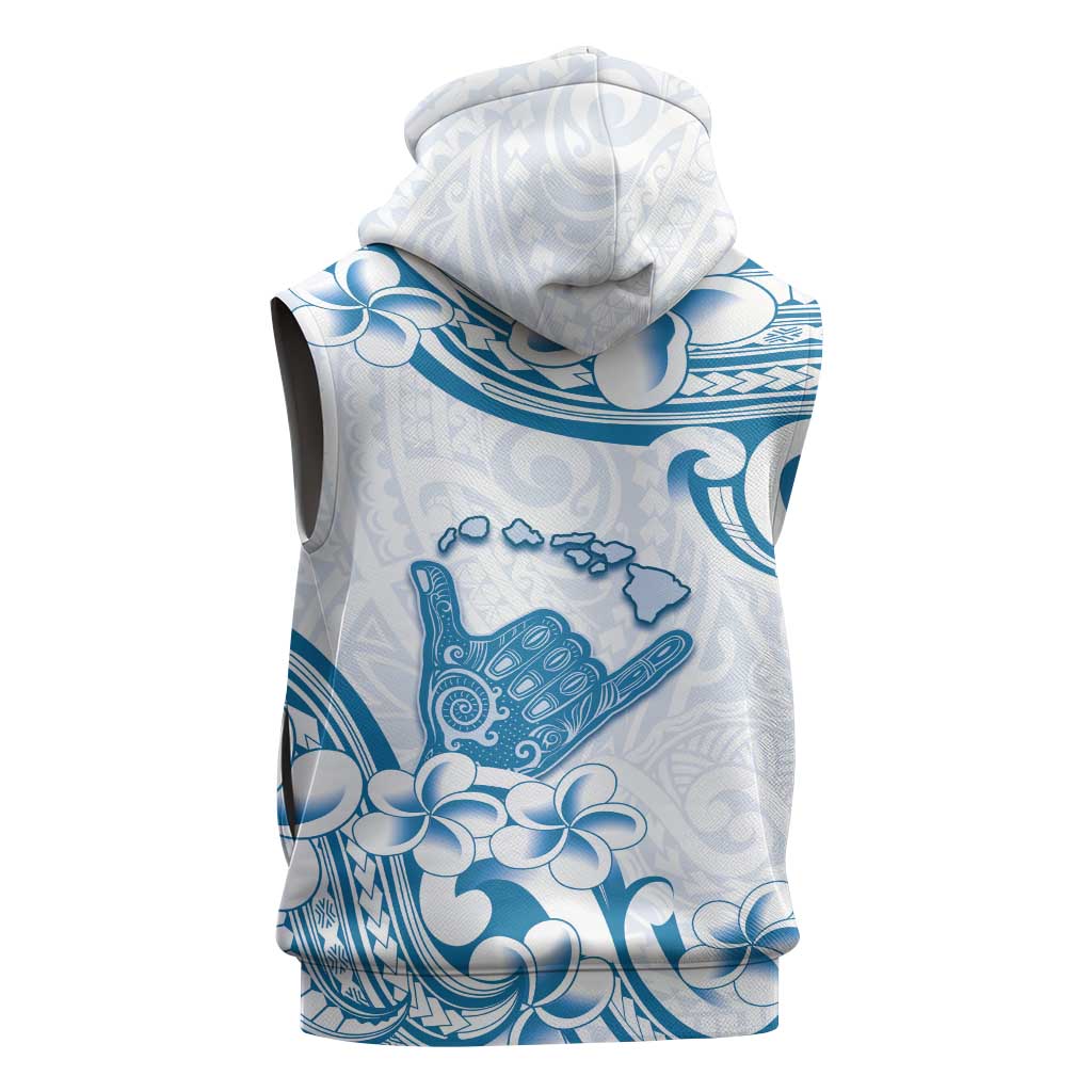 Aloha Hawaii Shaka Sleeveless Hoodie Hang Loose Blue Version - Polynesian Pride