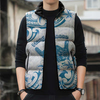 Aloha Hawaii Shaka Sleeveless Puffer Jacket Hang Loose Blue Version - Polynesian Pride