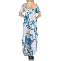 Aloha Hawaii Shaka Summer Maxi Dress Hang Loose Blue Version - Polynesian Pride