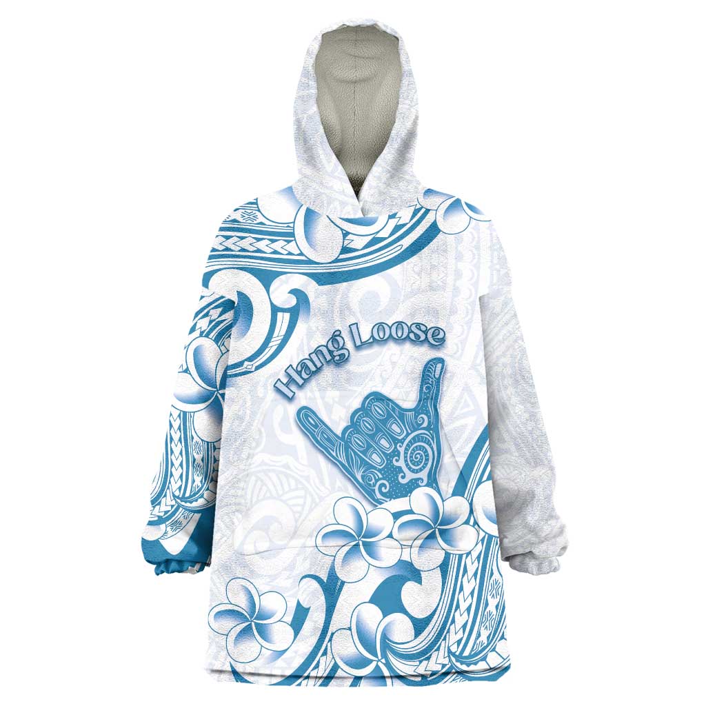 Aloha Hawaii Shaka Wearable Blanket Hoodie Hang Loose Blue Version DT05 One Size Blue - Polynesian Pride
