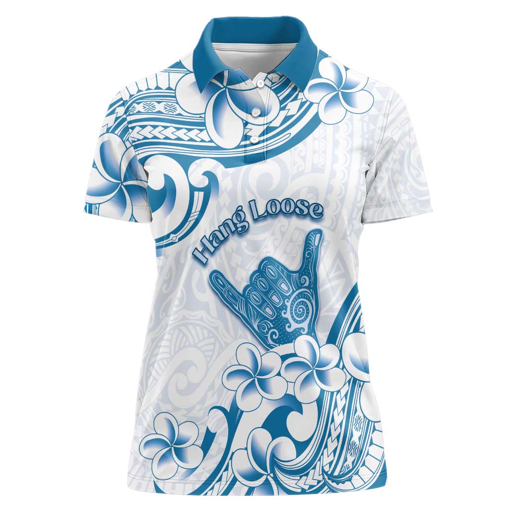 Aloha Hawaii Shaka Women Polo Shirt Hang Loose Blue Version - Polynesian Pride
