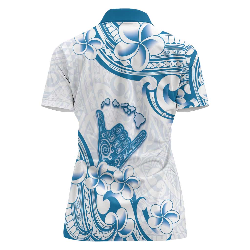 Aloha Hawaii Shaka Women Polo Shirt Hang Loose Blue Version - Polynesian Pride