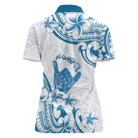 Aloha Hawaii Shaka Women Polo Shirt Hang Loose Blue Version - Polynesian Pride