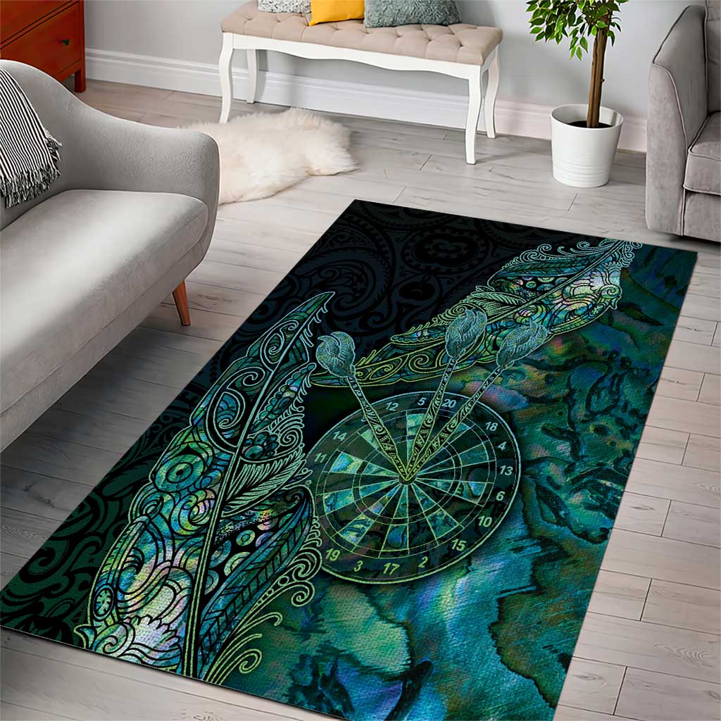 New Zealand Dart Area Rug Maori Fern With Paua Shell - Polynesian Pride