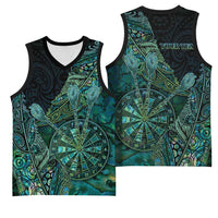Personalised New Zealand Dart Basketball Jersey Maori Fern With Paua Shell - Polynesian Pride