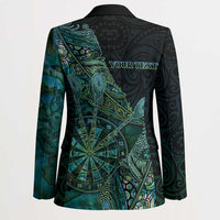 Personalised New Zealand Dart Blazer Maori Fern With Paua Shell - Polynesian Pride