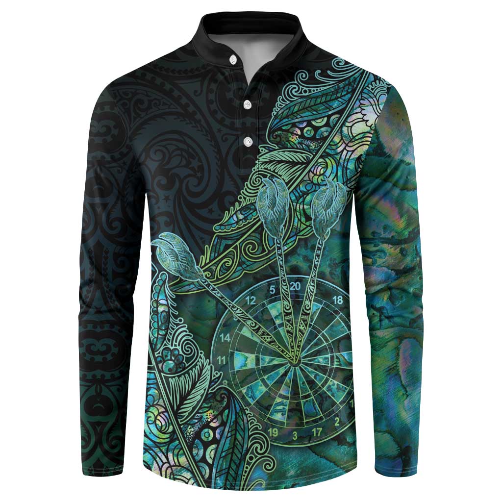 Personalised New Zealand Dart Button Sweatshirt Maori Fern With Paua Shell - Polynesian Pride