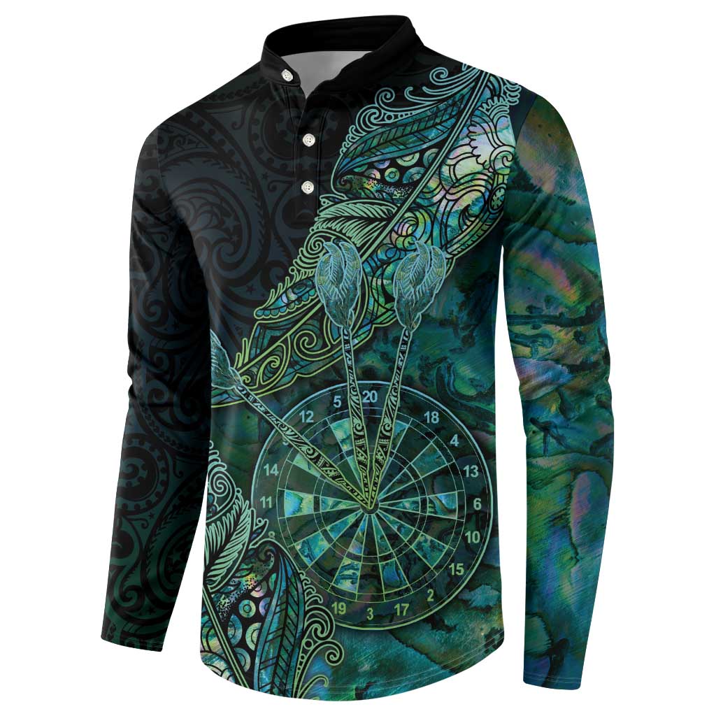 Personalised New Zealand Dart Button Sweatshirt Maori Fern With Paua Shell - Polynesian Pride