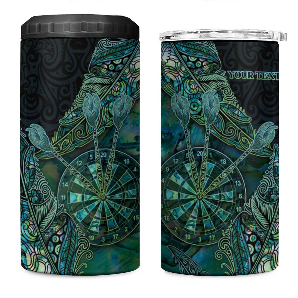 Personalised New Zealand Dart 4 in 1 Can Cooler Tumbler Maori Fern With Paua Shell - Polynesian Pride