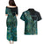 Personalised New Zealand Dart Couples Matching Puletasi and Hawaiian Shirt Maori Fern With Paua Shell - Polynesian Pride