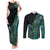 Personalised New Zealand Dart Couples Matching Tank Maxi Dress and Long Sleeve Button Shirt Maori Fern With Paua Shell - Polynesian Pride
