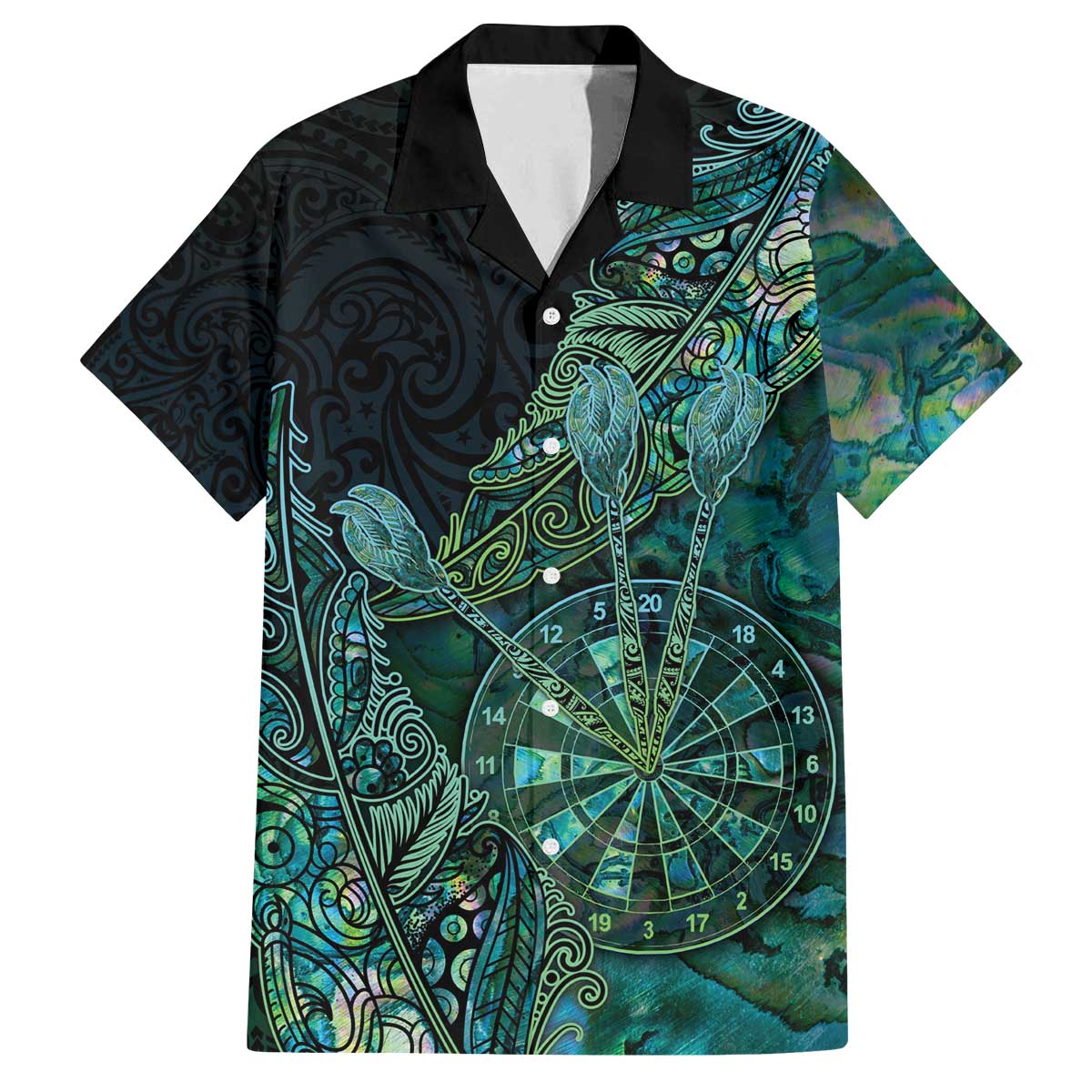 Personalised New Zealand Dart Family Matching Off The Shoulder Long Sleeve Dress and Hawaiian Shirt Maori Fern With Paua Shell - Polynesian Pride
