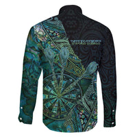 Personalised New Zealand Dart Family Matching Off The Shoulder Long Sleeve Dress and Hawaiian Shirt Maori Fern With Paua Shell - Polynesian Pride