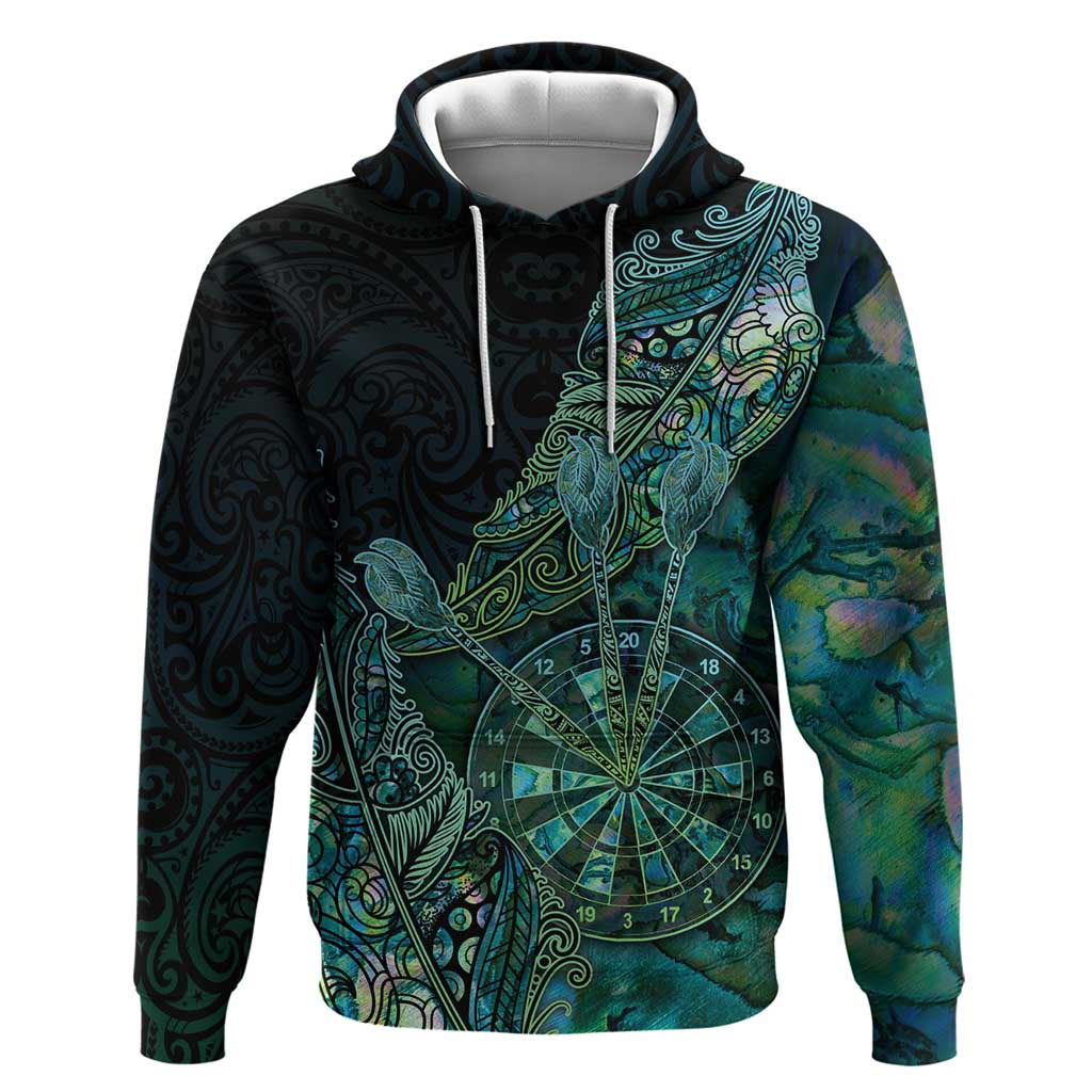 Personalised New Zealand Dart Hoodie Maori Fern With Paua Shell - Polynesian Pride