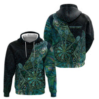 Personalised New Zealand Dart Hoodie Maori Fern With Paua Shell - Polynesian Pride