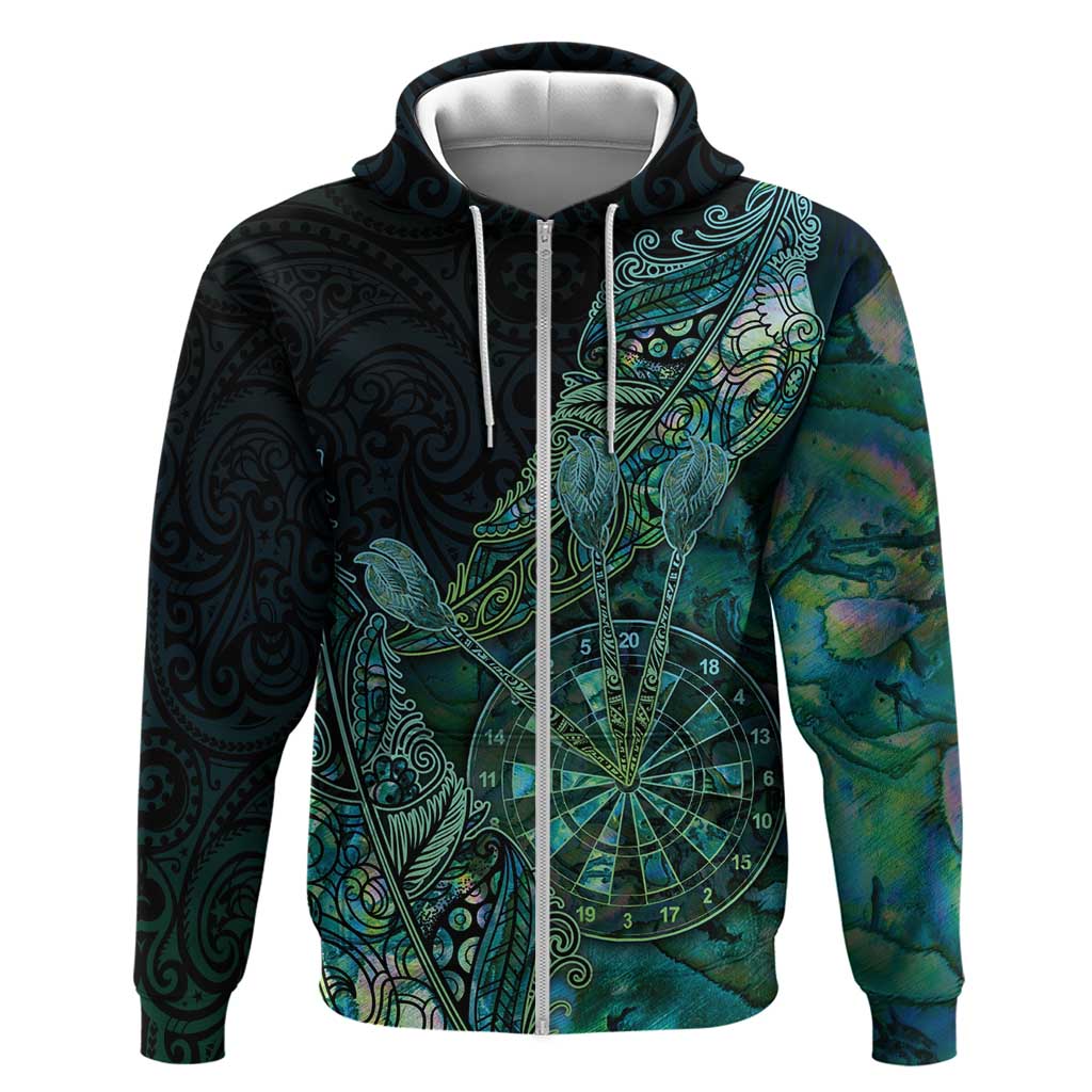 Personalised New Zealand Dart Hoodie Maori Fern With Paua Shell - Polynesian Pride