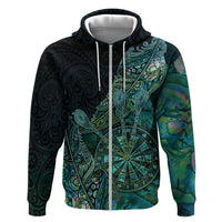 Personalised New Zealand Dart Hoodie Maori Fern With Paua Shell - Polynesian Pride
