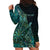 Personalised New Zealand Dart Hoodie Dress Maori Fern With Paua Shell - Polynesian Pride